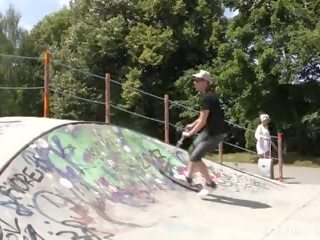Super Old Tattooed whore Fucking a Hard Young Skateboarder