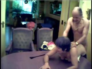 Middle-aged couple fucked on the dining table mov
